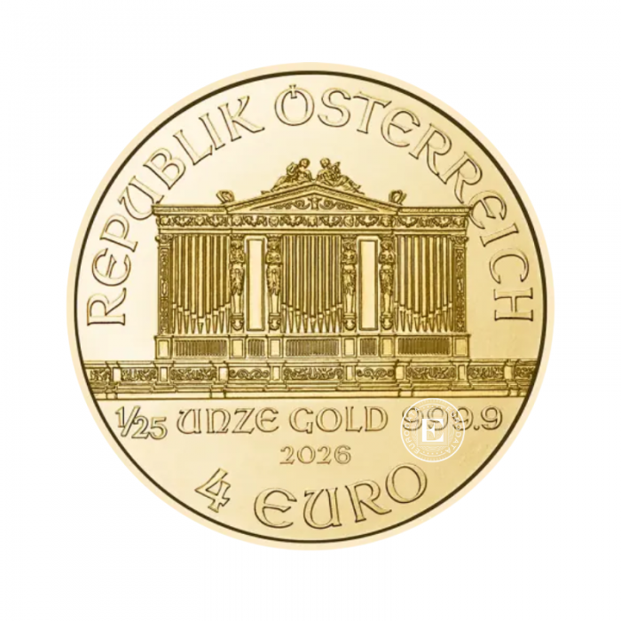 1/25 oz (1.24 g) złota moneta Filharmonicy Wiedeńscy, Austria 2026
