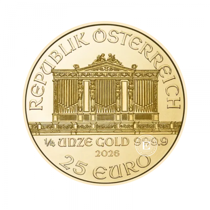 1/4 oz (7.78  g) auksinė moneta Vienos Filharmonija, Austrija 2026