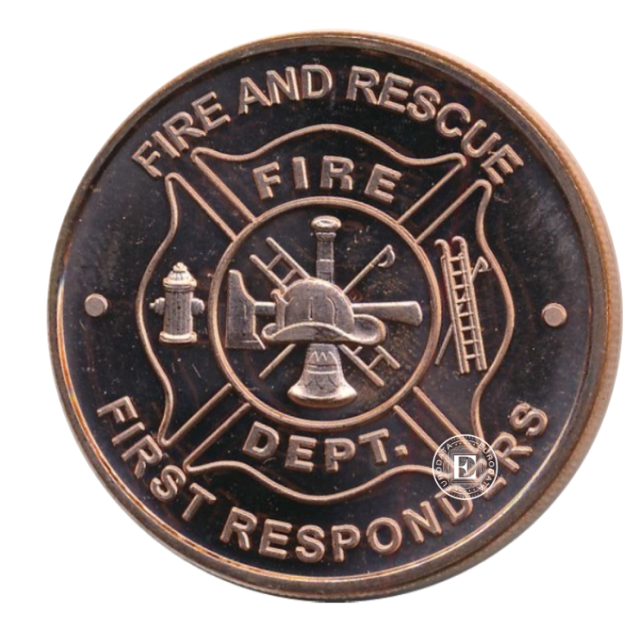 1 oz  (31.10 g) pièce de cuivre round Fire and Rescues, USA random year