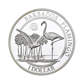 1 oz (31.10 g) sidabrinė PROOF moneta Flamingas, Barbadosas 2017