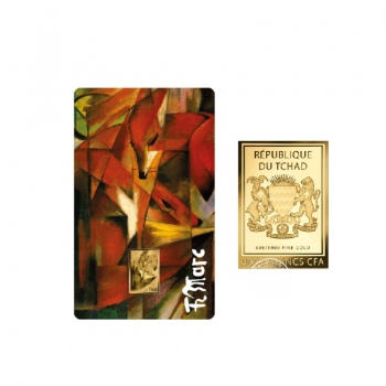 1/1000 oz aukso luitas - moneta Franz Marc Paintings – The Foxes, Čadas