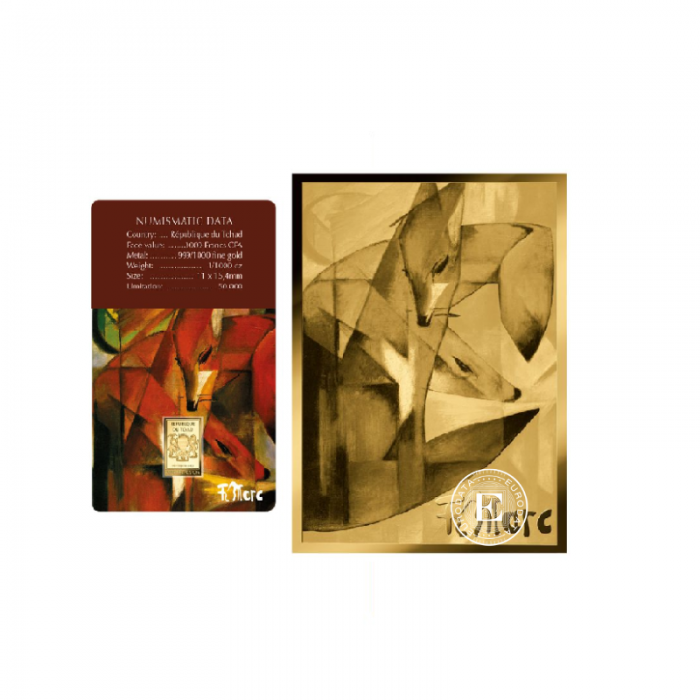 1/1000 oz gold bar Franz Marc Paintings – The Foxes, Chad