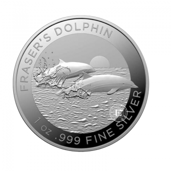 1 oz (31.10 g) sidabrinė moneta Freizerio delfinas, Australija 2021