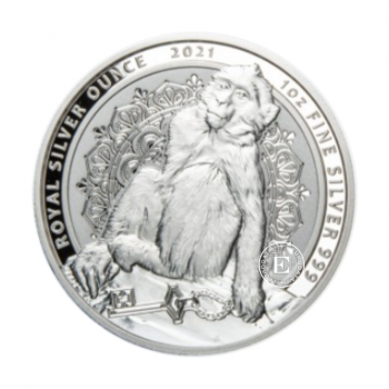1 oz (31.10 g) sidabrinė moneta Barbarų makaka, Gibraltaras 2021