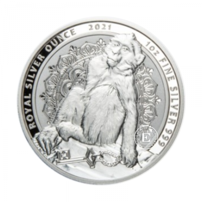 1 oz (31.10 g) sidabrinė moneta Barbarų makaka, Gibraltaras 2021