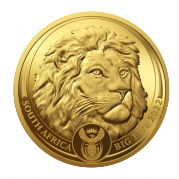 1 oz (31.10 g) auksinė PROOF moneta Didysis penketas - Liūtas, Pietų Afrikos Respublika 2022 (su sertifikatu)