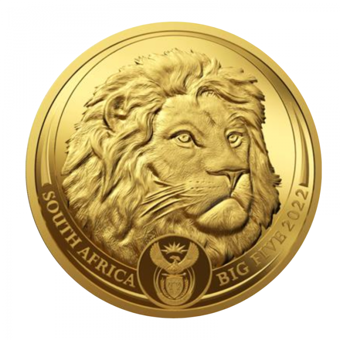 1 oz (31.10 g)  gold PROOF coin Big Five – Lion, Republic of South Africa 2022 (with sertificate)
