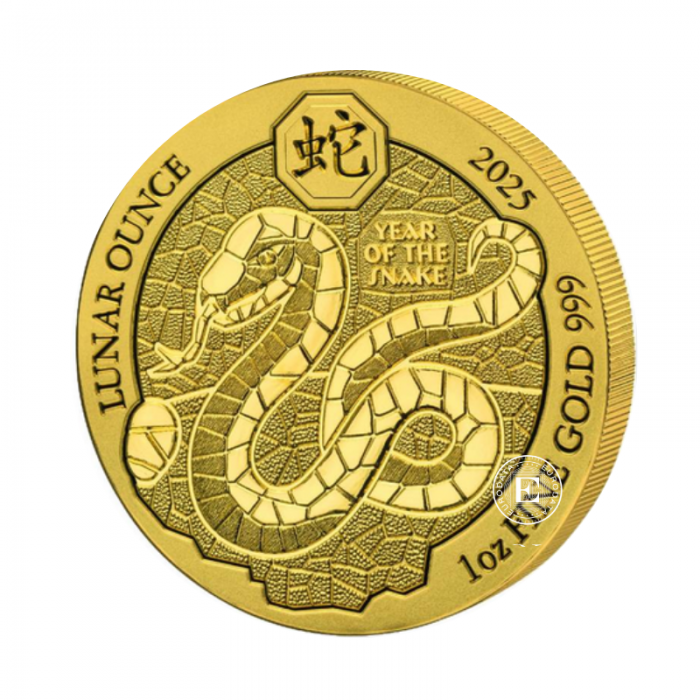 1 oz (31.10 g) auksinė moneta Lunar - Gyvatės metai,  Ruanda 2025