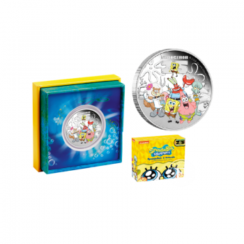 1 oz (31.10 g) sidabrinė PROOF spalvota moneta Kempiniukas ir Draugai 25-metis, Tuvalu 2024 (su sertifikatu)