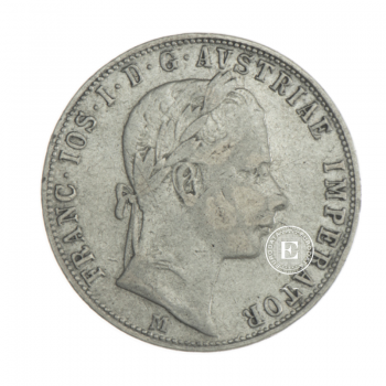 1 guldeno (12.15 g) sidabrinė moneta  - M, Austrija 1859