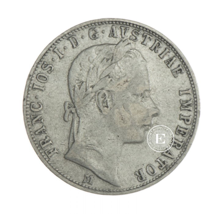 1 guldeno (12.15 g) sidabrinė moneta  - M, Austrija 1859
