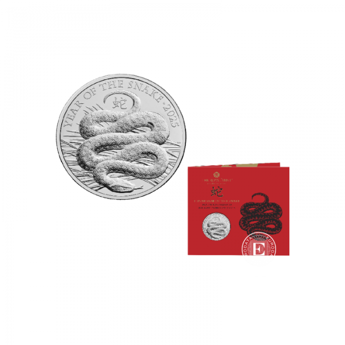 Pièce de 5 livres (28.28 g) sur carte Année du Serpent, Grande-Bretagne 2025