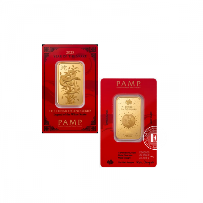 1 oz  (31.10 g) aukso luitas Lunar - Gyvatės metai, PAMP 999.9