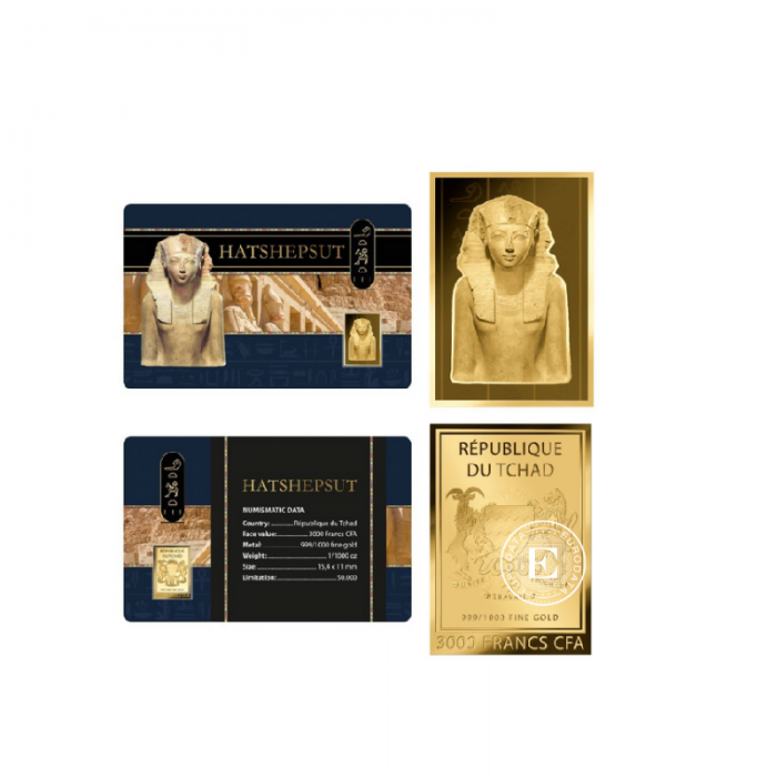 1/1000 oz pièce d'or Hatshepsut, Tchad