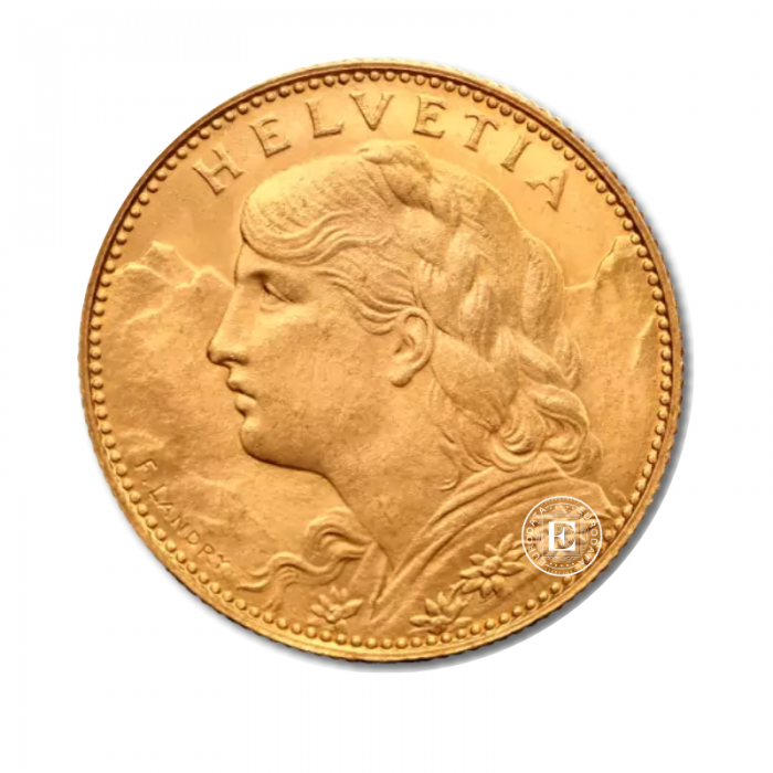 10 franken (3.22 g) goldmünze Helvetia, Schweiz 1911-1922 