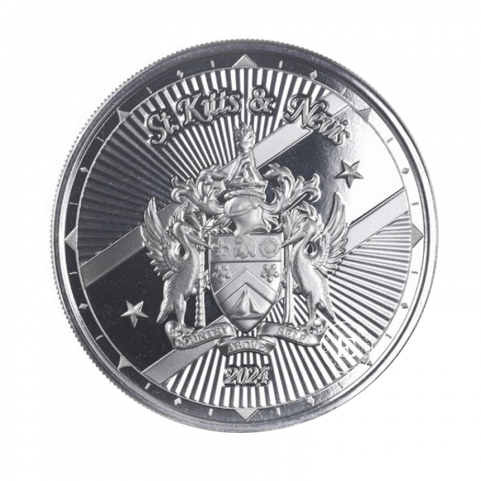 1 oz (31.10 g) sidabrinė moneta  EC8 St Kitts and Nevis - Coat of Arms, Rytų Karibų Salos 2024