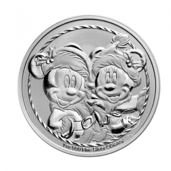 1 oz (31.10 g) sidabrinė moneta Disney - Mickey & Minnie Holidays, Niujė 2024