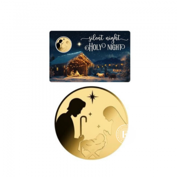 1/1000 oz auksinė moneta kortelėje Silent Night Holy Night, Čadas