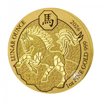 1 oz (31.10 g) auksinė moneta Lunar - Arklio metai,  Ruanda 2026