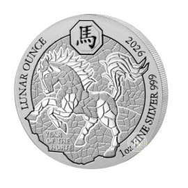 1 oz (31.10 g) sidabrinė moneta Arklio metai,  Lunar Ruanda 2026