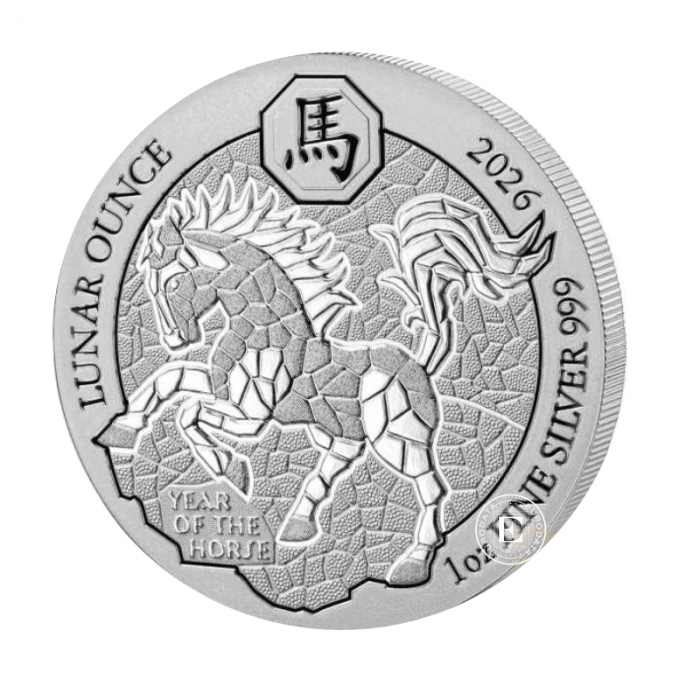 1 oz (31.10 g) pièce d'argent Year of the Horse, Lunar, Rwanda 2026