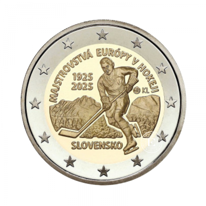 2 Eur moneta European Ice Hockey Championship, Slovakija 2025