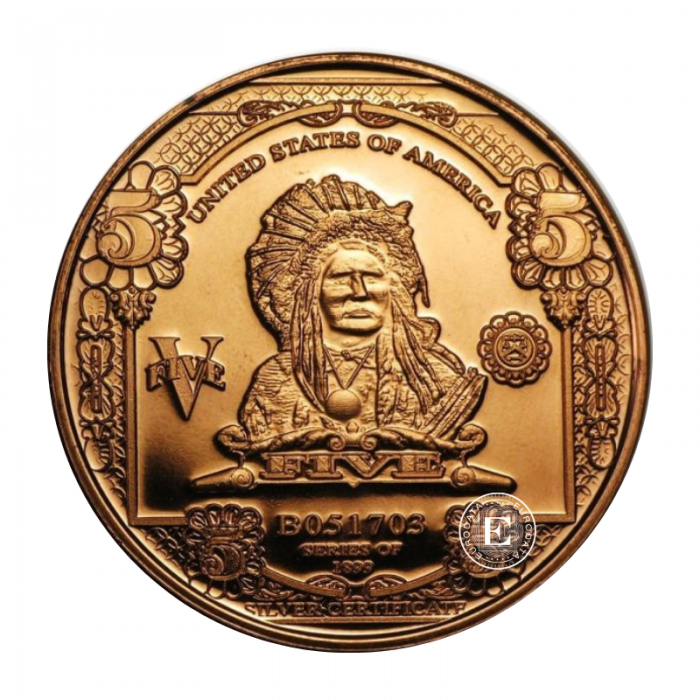 1 oz copper round Indian Chief, USA (random year)