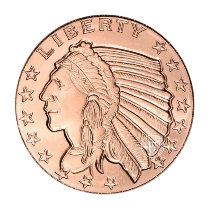 1 oz copper round Indian, USA (random year)