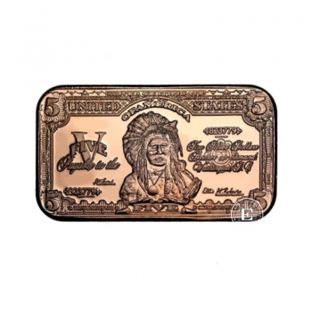 1 oz Kupferbarren Indian Chief Banknote, USA 999
