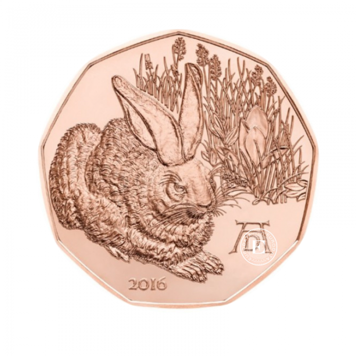 5 Eur pièce  en cuivre Young hare, Autriche 2016