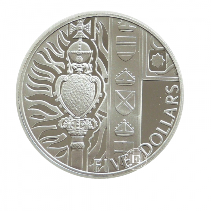 5 Eur (28.28 g)  silver PROOF coin Queen Elizabeth II - Golden Jubilee, New Zealand 2002 (partially gilded)