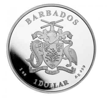 1 oz (31.10 g) sidabrinė moneta Jūrų arkliukas, Barbadosas 2018