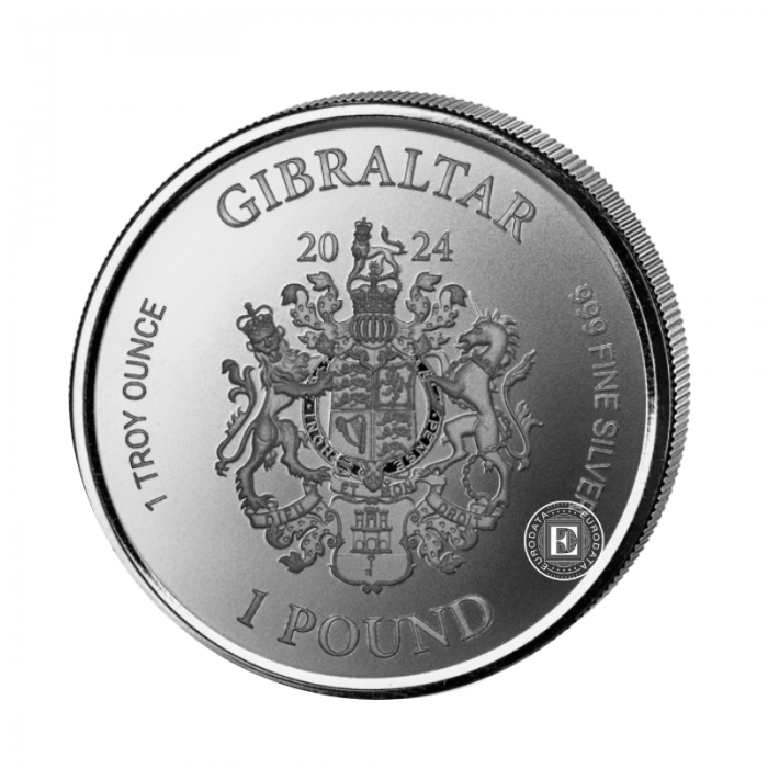 1 oz (31.10 g) sidabrinė moneta Lady Justice, Gibraltaras 2024