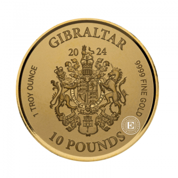 1 oz (31.10 g) złota moneta Lady Justice, Gibraltar 2024