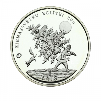 1 lato (22 g) sidabrinė PROOF moneta Kalėdų medis, Latvija 2009