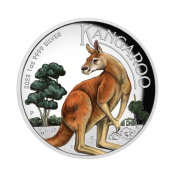 1 oz (31.10 g) srebrna kolorowa  PROOF moneta Kangaroo, Australia 2023