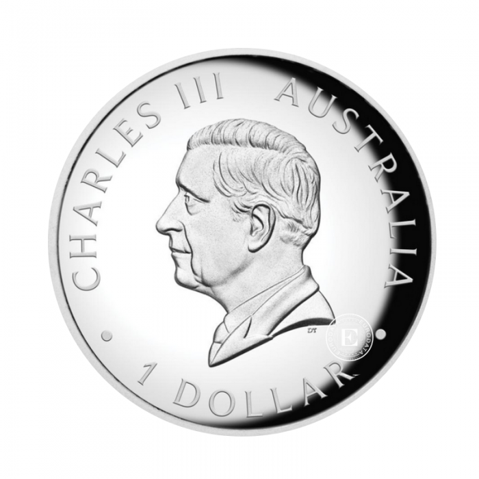 1 oz (31.10 g) pièce PROOF d'argent coloree Kangaroo, Australie 2024