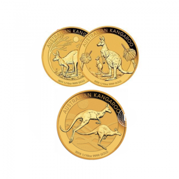 1/10 oz (3.11) auksinė moneta Kengūra, Australija (atsitiktiniai metai)