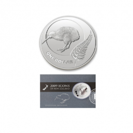 1 oz (31.10 g) sidabrinė moneta kortelėje Kiwi, Naujoji Zelandija 2009