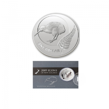 1 oz(31.10 g) Silbermünze auf der Karte Kiwi, Neuseeland 2009