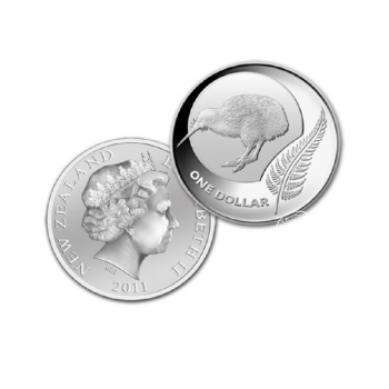 1 oz(31.10 g) Silbermünze auf der Karte Kiwi, Neuseeland 2011