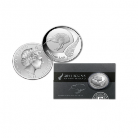 1 oz (31.10 g) sidabrinė moneta kortelėje Kiwi, Naujoji Zelandija 2011