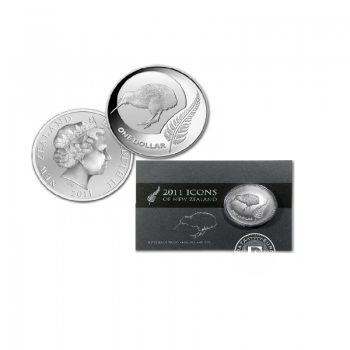 1 oz(31.10 g) Silbermünze auf der Karte Kiwi, Neuseeland 2011