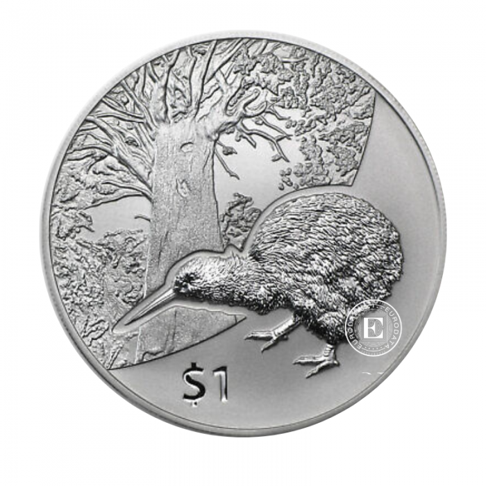 1 oz (31.10 g) silver coin on Kiwi, New Zealand 2013