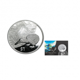 1 oz (31.10 g) sidabrinė moneta kortelėje Kiwi, Naujoji Zelandija 2014