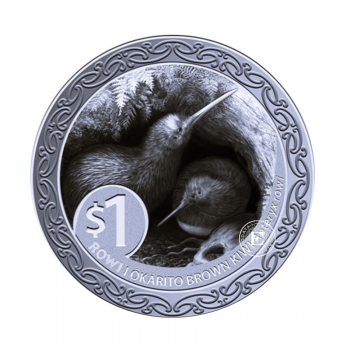 1 oz(31.10 g) Silbermünze auf der Karte Kiwi, Neuseeland 2025