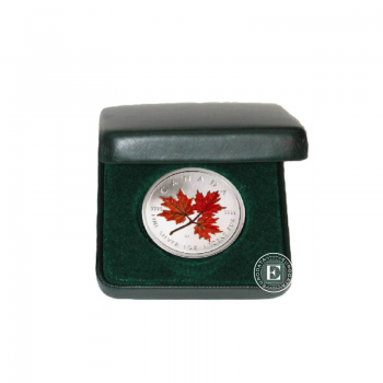 1 oz (31.10 g) sidabrinė spalvota moneta Klevo lapas, Kanada 2001