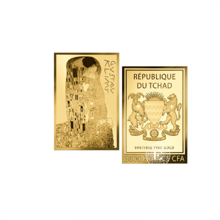 1/1000 oz aukso luitas - moneta Gustav Klimt Paintings – The Kiss, Čadas