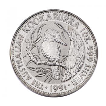 1 oz (31.10 g) sidabrinė moneta Kookaburra, Australija 1991