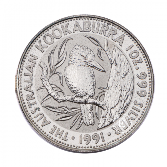 1 oz  (31.10 g) srebrna moneta Kookaburra, Australia 1991